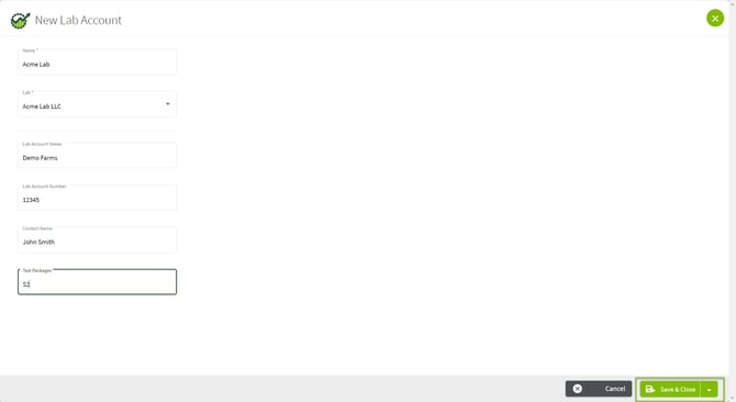New Account Filled Out and Save